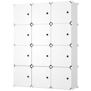 Lowander 3x4 vakkenkast 'Messina' wit 111x148 cm - Kledingkast kunststof - Roomdivider