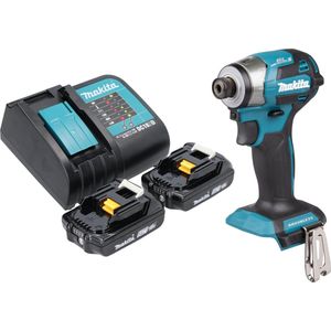 Makita DTD 173 SA accu-slagmoersleutel 18 V 180 Nm 1/4"" borstelloos + 2x oplaadbare accu 2.0 Ah + lader