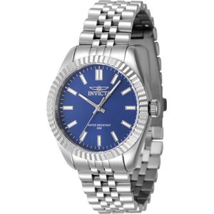 Invicta Specialty 47497 Dames Horloge - Waterdicht - Analoog - Quartz Uurwerk - Roestvrij Staal met blauwe Wijzerplaat - 36mm