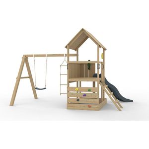 Houten Speeltoestel BIG Monkey + Antraciet Glijbaan 120 Platform