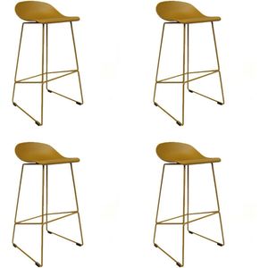 Bronx71® Barkruk Ellen geel Scandinavisch design 76 cm - Barkrukken set van 4