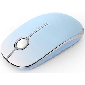 StayPowered Draadloze Muis - Stijlvol & Geruisloos Werken - 1600 dpi Precisie - 18 Maanden Batterijduur - Plug & Play - Voor Links- en Rechtshandigen - Betrouwbare 2,4G Verbinding - Compact & Draagbaar - Blauw/Wit - Levering Sneller dan Aangegeven!