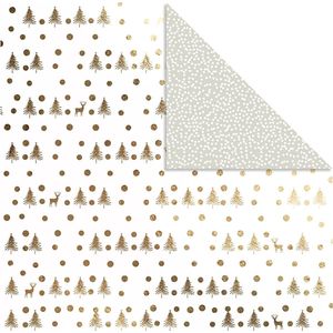 Design papier, herten en stippen, 30,5x30,5 cm, 180 gr, goud, 3vel/ 1 doos