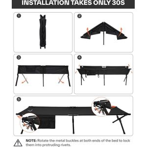 Veldbed, opklapbed, 199 x 73 cm, veldbed, inklapbaar campingbed, bijgewerkte versie, logeerbed, inklapbaar veldbed, XXL, voor kamperen, wandelen, outdoor, wandelen, reizen, strand, tuin,