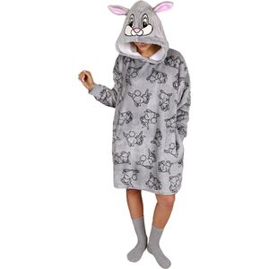 Tuptus Disney Geschenkset: Grijze Dames Sweatshirt/Badjas/Deken + Sokken, Hooded Snuggie