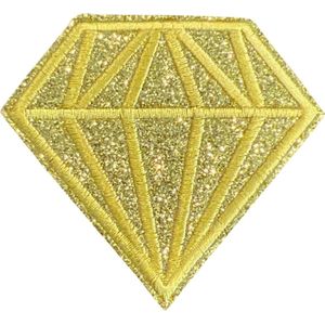 Diamant Goud Glitter Strijk Embleem Patch 7.6 cm / 6.8 cm / Goud