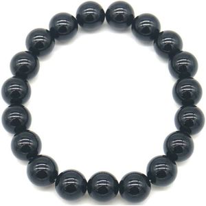 Armband - Indian Agate - elastiek - 10mm - zwart - unisex - tijdloos - cadeau