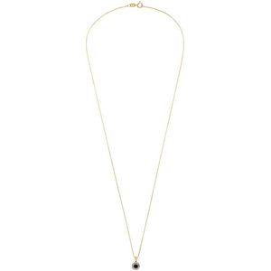 Lucardi Dames Ketting Hanger Saffier Diamant 0,08ct - 14 Karaat Goud - Ketting - Cadeau - 45 cm