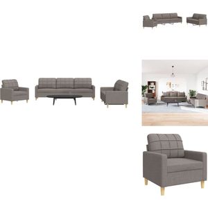 vidaXL Bankstel - Bankstellen - Bankenset - Sofa - 3-delige Loungeset stof taupe