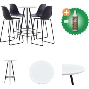 vidaXL 5-delige Barset kunststof zwart - Set tafel en stoelen - Inclusief Houtreiniger en verfrisser