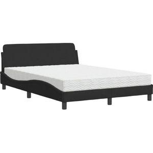 vidaXL - Bed - met - matras - fluweel - zwart - 140x190 - cm