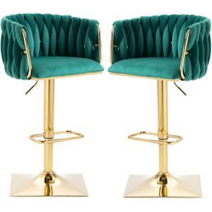 Vintage barkruk met rugleuning en voetenbankje Eetkamerstoel op barhoogte voor keukeneiland Eetkamer Bartafel Potluck Party Loungegedeelte