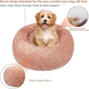 Kattenbed, hondenbed, donut huisdier bed, hond kat ronde warme knuffelkennel zachte puppy bank, kat kussen bed slaapzak en verbeterde slaap, 60cm, roze