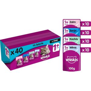 Whiskas 1+ Adult Katten Natvoer - Vis in Gelei - 40 x 100 gr