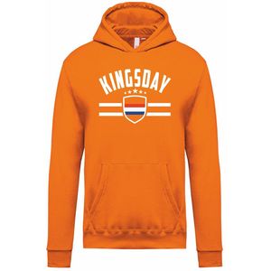 Hoodie Kingsday Vlag | Koningsdag kleding | oranje hoodie shirt | Oranje | maat S