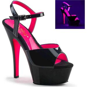Pleaser - KISS-209TT Sandaal met enkelband - US 8 - 38 Shoes - Zwart/Roze
