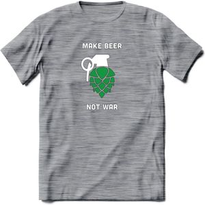 Make Beer Not War Bier T-Shirt | Unisex Kleding | Dames - Heren Feest shirt | Drank | Grappig Verjaardag Cadeau tekst | - Donker Grijs - Gemaleerd - XL