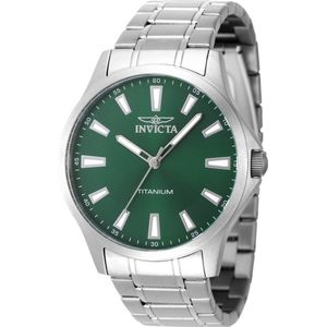 Invicta TI-22 47518 Heren Horloge - Waterdicht - Analoog - Quartz Uurwerk - Titanium met groene Wijzerplaat -43mm