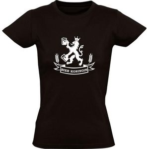 Bier Koningin| Dames T-shirt | Zwart | Hollandse Leeuw | Nederland | Drank | Feest | Kroeg | Koningsdag