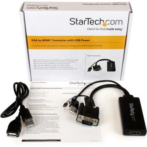 Startech - Audiokabel - VGA-naar-HDMI-adapter met USB-audio & -voeding draagbare VGA-naar-HDMI-converter