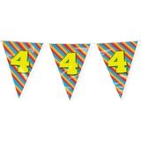 Paperdreams Slinger - Verjaardag 4 jaar thema Vlaggetjes - feestversiering - 10m - dubbelzijdig