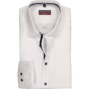 MARVELIS body fit overhemd - wit twill (contrast) - Strijkvriendelijk - Boordmaat: 39
