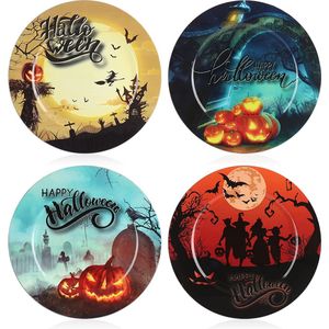 Halloween decoratieve borden - decoratieve borden met geweldige enge motieven - schaal voor Halloween en themafeesten [keuze varieert] (4 stuks - borden - Halloween 1)