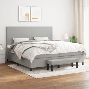 The Living Store Boxspring met matras stof lichtgrijs 200x200 cm - Boxspring - Boxsprings - Pocketveringbed - Bed - Slaapmeubel - Boxspringbed - Boxspring Bed - Eenpersoonsbed - Bed Met Matras - Bedframe - Ledikant