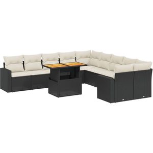 vidaXL Loungeset 11-delig - Zwart - Inclusief kussens Loungeset - Tuinset - Lounge Set - Tuinmeubels - Buitendecoratie