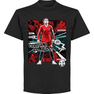 Ronaldo Portugal Comic T-Shirt - Zwart - XL