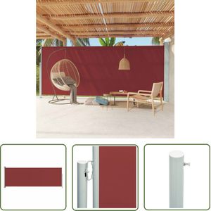 The Living Store Tuinscherm uittrekbaar 220x600 cm rood - Zonnescherm - Windscherm - Privacy Screen - Buitenschilderij - Terrasdecoratie