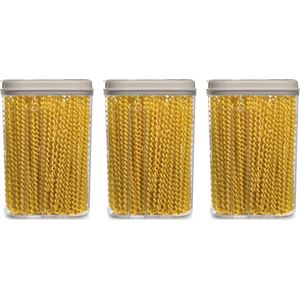 Plasticforte Voedselcontainer strooibus - 3x - beige - 1500 ml - kunststof - voorraadpotten