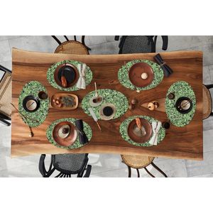 Placemats ovaal - Onderleggers - Ovale placemats - Keien - Groen - Graniet print - 8 stuks