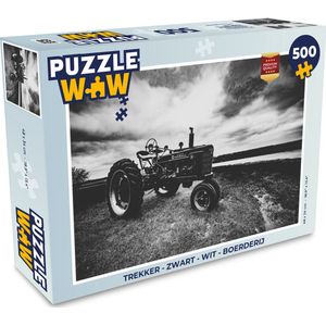 Puzzel Trekker - Zwart - Wit - Boerderij - Vintage - Legpuzzel - Puzzel 500 stukjes