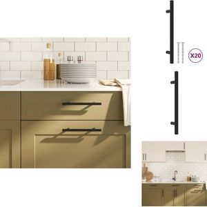 vidaXL Handvat - Handvatten - Handgreep Voor Kast - Handgreep - Handvatten 20 st 128 mm roestvrij staal zwart