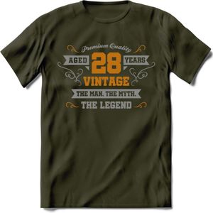 28 Jaar Legend T-Shirt | Goud - Zilver | Grappig Verjaardag Cadeau | Dames - Heren | - Leger Groen - S