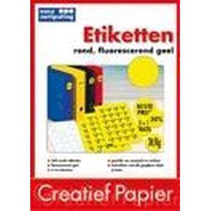 Etiketten - Rond, Fluorescerend Geel (Pakket)