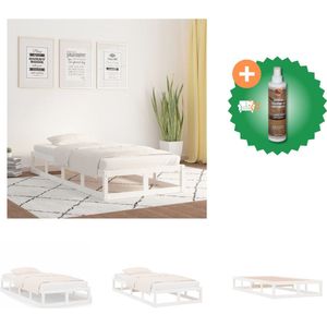 vidaXL Houten bedframe - eenpersoonsbed - 205.5x105.5x28 cm - wit - massief grenenhout - stabiel - geschikt voor 100x200 cm matras - Bed - Inclusief Houtreiniger en verfrisser