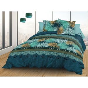 Dekbedovertrekset Katoen Blauw Groen Saffraan 220 x 240 cm