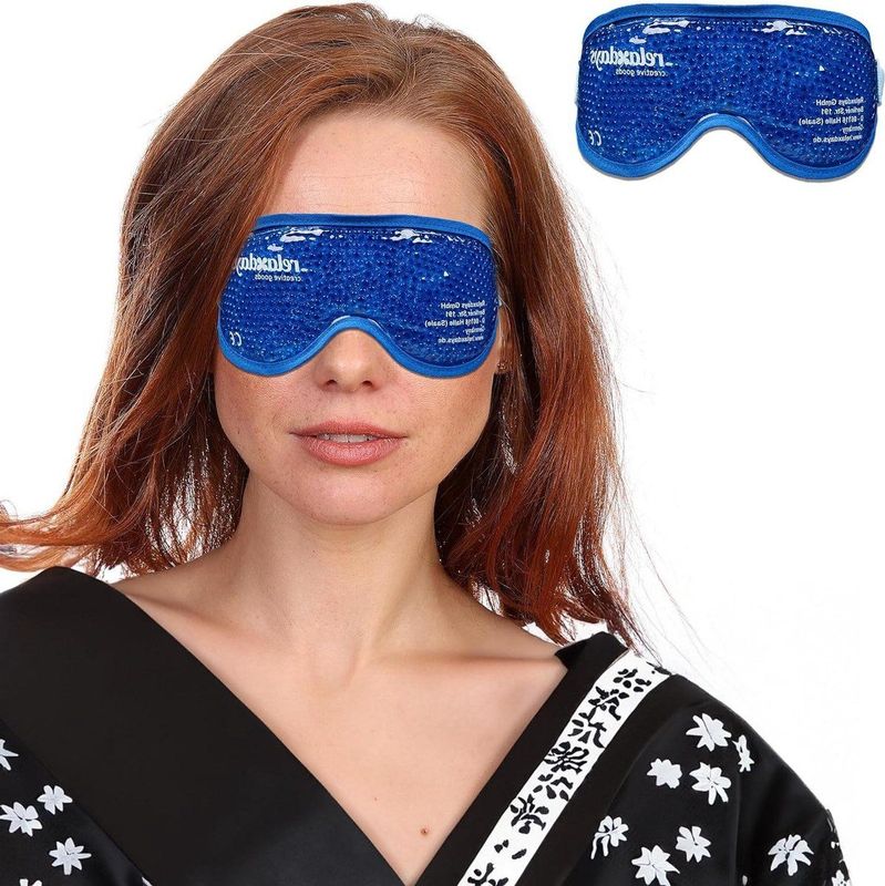 Verkoelend oogmasker set van 2 - Slaapmasker voor warm en koud gebruik - Koelmasker voor ontspannende ogen met verkoelende gel in het blauw