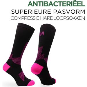 Norfolk Compressie Sokken - Hardloopsokken met Anti Bacterieel Meryl Skinlife - Compressiekousen Hardlopen - Sportsokken - Roze - 35-38 - Valencia