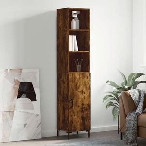 The Living Store Opbergkast - Gerookt eiken - Hoge kast - 180 cm - Duurzaam materiaal