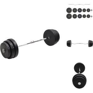 vidaXL Halter Gewichtenset - Multifunctioneel - 90 kg - Stervergrendeling - Zwart - Halterset