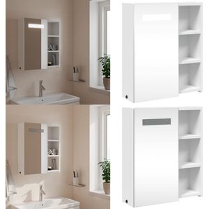 vidaXL Badkamerkast met spiegel en LED 45x13x52 cm wit - LED-spiegelkast - LED-spiegelkasten - Badkamerkast - Badkamer Kast