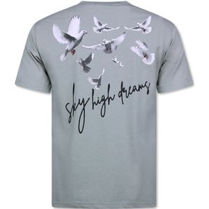 Oversized T shirt Heren - T shirt Heren met Print - Funny Shirt - 698 - Grijs