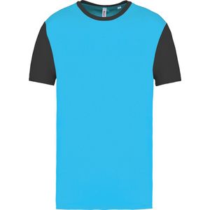 Tweekleurig herenshirt jersey met korte mouwen 'Proact' Turquoise/Dark Grey - L