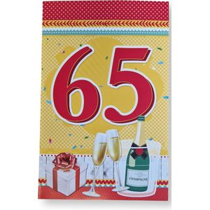 Hoera 65 Jaar! Luxe verjaardagskaart - 12x17cm - Gevouwen Wenskaart inclusief envelop - Leeftijdkaart