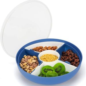 Rond Serveertray Deksel 285 cm 5 Compartimenten - Herbruikbare Plastic Voedsel Container Feest Snacks Fruit Noten Snoep Groentes