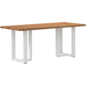 vidaXL - Eettafel - met - natuurlijke - rand - massief - eikenhout - rechthoekig