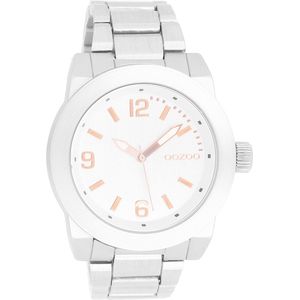OOZOO Timepieces - Zilverkleurige horloge met zilverkleurige roestvrijstalen armband - C7521